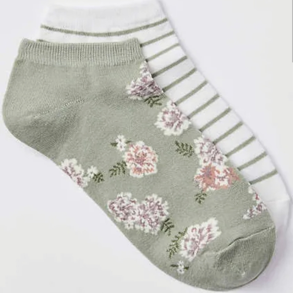 3for21 LOFT Floral and Striped Ankle Socks